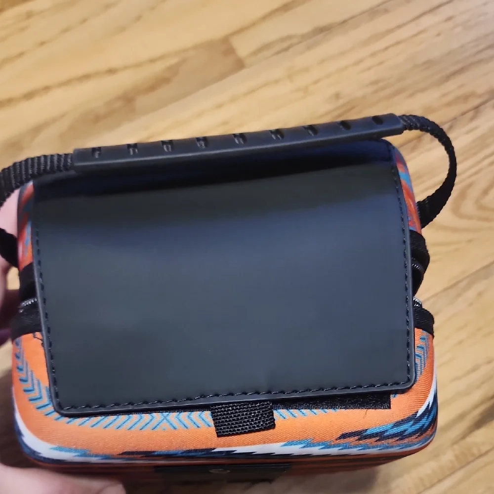 Orange & Blue Patterned Camera Case with Zip Closure